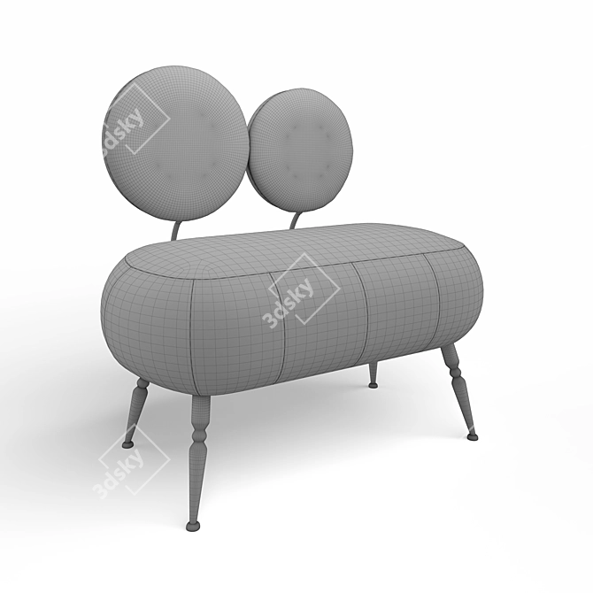 Frenchy Chic Velvet Banquette 3D model image 3