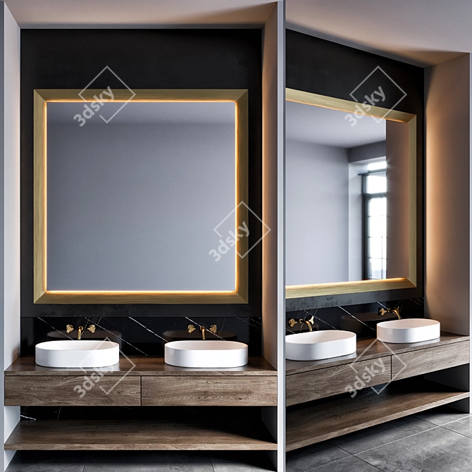 Stylish 180cm Bathroom Furniture 3D model image 1