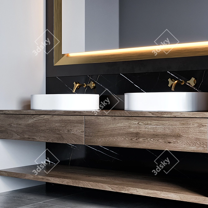 Stylish 180cm Bathroom Furniture 3D model image 3