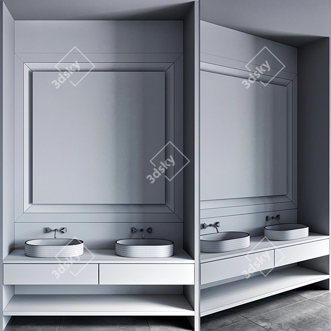 Stylish 180cm Bathroom Furniture 3D model image 6