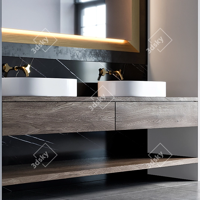 Stylish 180cm Bathroom Furniture 3D model image 8