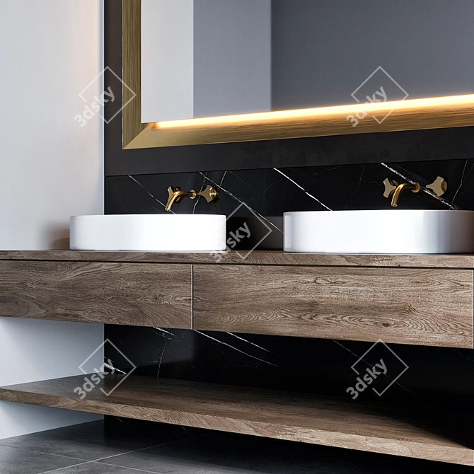 Stylish 180cm Bathroom Furniture 3D model image 9