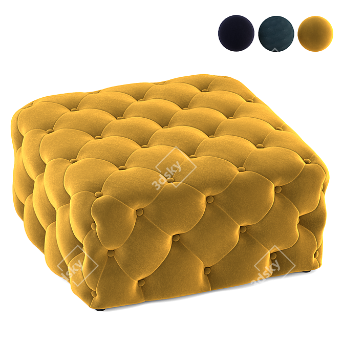 Vintage Gold Velvet Hampton Pouffe 3D model image 5