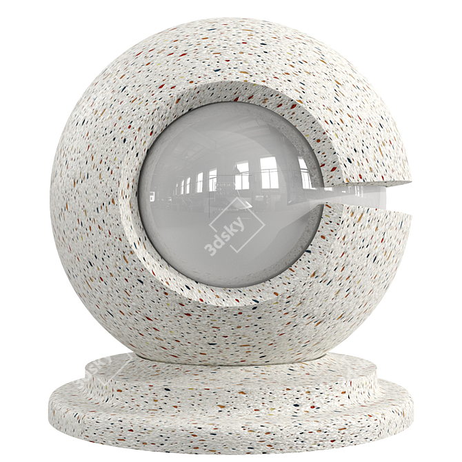 White & Multicolored Stone Plaster 3D model image 3