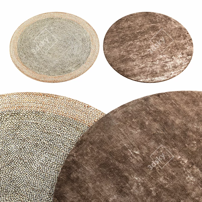 Blonde Jute Circle Rug: Natural and Stylish Décor 3D model image 1