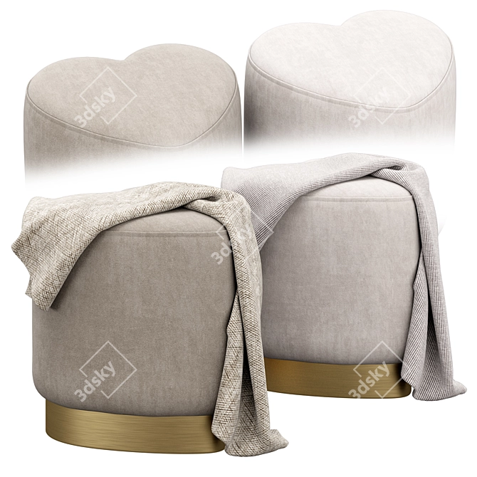 Heart Shape Stool: Plush and Petite 3D model image 2