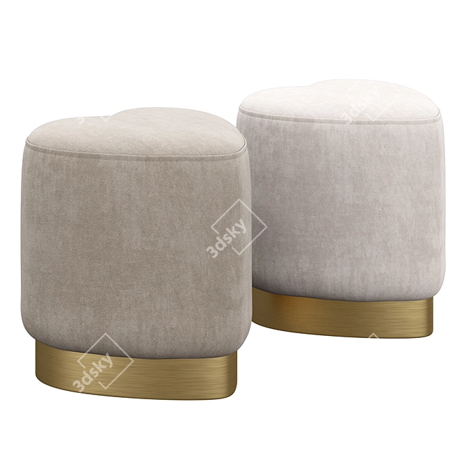 Heart Shape Stool: Plush and Petite 3D model image 3