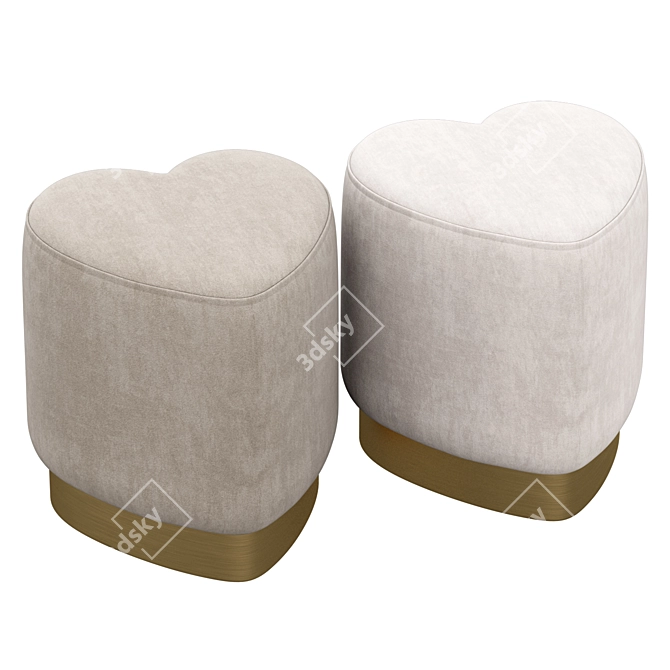 Heart Shape Stool: Plush and Petite 3D model image 4