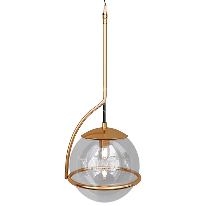 Sleek Glass Globe Ceiling Light 3D model image 2