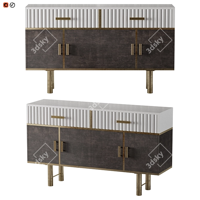 Gleaming Brown-Gold Sideboard: Art Deco Style 3D model image 1