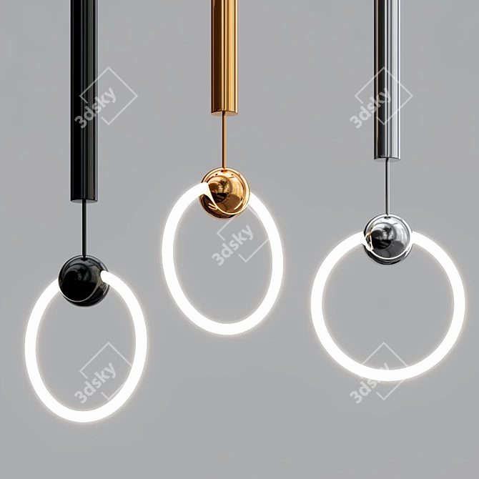 Modern Chrome Ring Light Lamp 3D model image 1