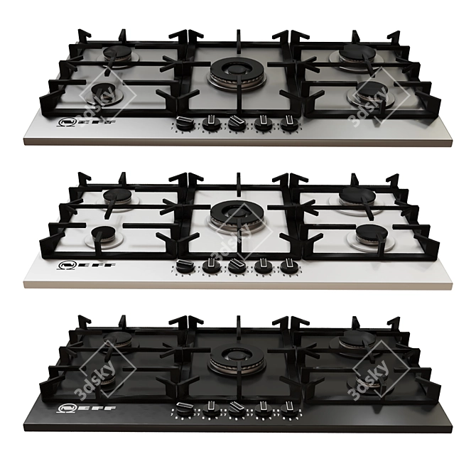 Premium NEFF Appliance Collection: Double Oven, Gas Hob, Hood, Fridge. 3D model image 4