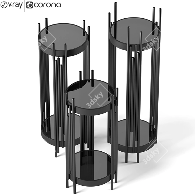 Elegant Vase Table Set - Designer Furniture 3D model image 1