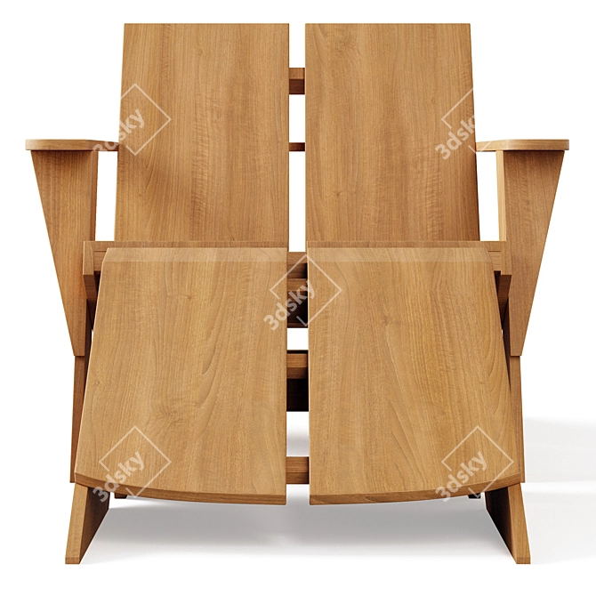 Teak Adirondack Chair Set: Comfortable Outdoor Seating 3D model image 3