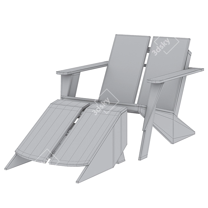 Teak Adirondack Chair Set: Comfortable Outdoor Seating 3D model image 4