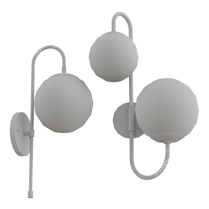 Contemporary Opal Glass Ball Wall Sconce 3D model image 2