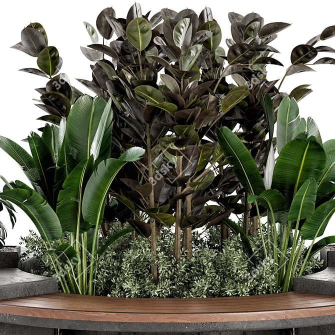 Outdoor Garden Set with 5 Different Plants 3D model image 4