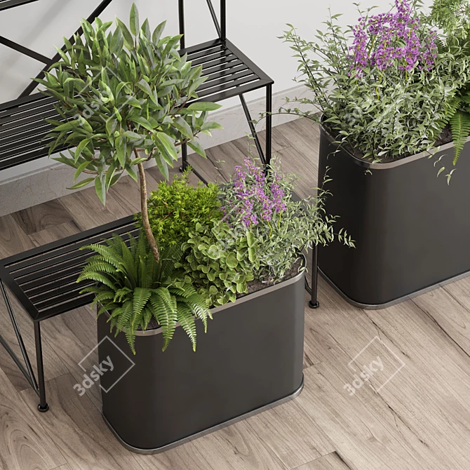 Modern Metal Plant Stand Collection 3D model image 3