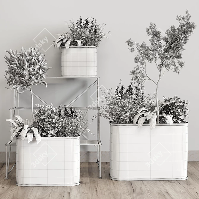 Modern Metal Plant Stand Collection 3D model image 6