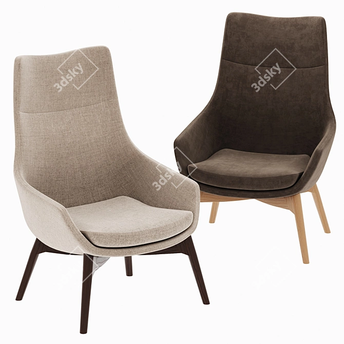 Jet Velvet Armchair: Elegant and Comfortable 3D model image 2