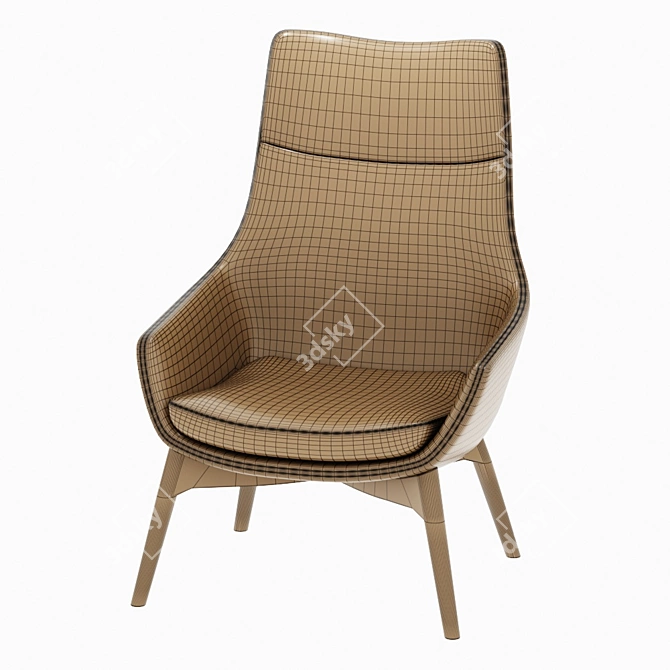 Jet Velvet Armchair: Elegant and Comfortable 3D model image 5