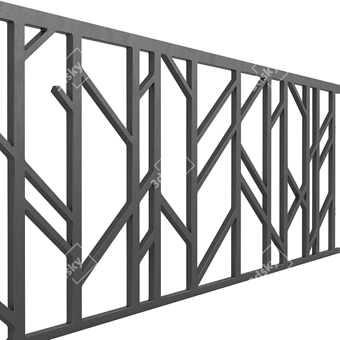  Modern Iron and Wood Railings Set 3D model image 5