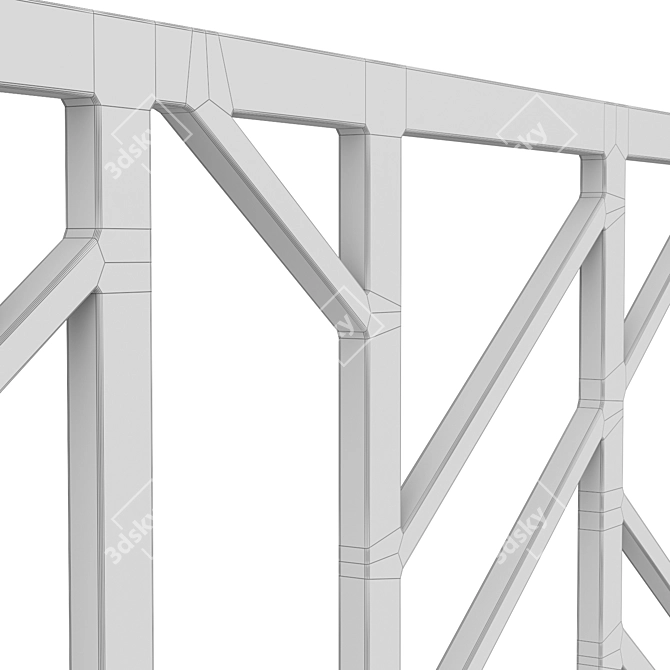  Modern Iron and Wood Railings Set 3D model image 7