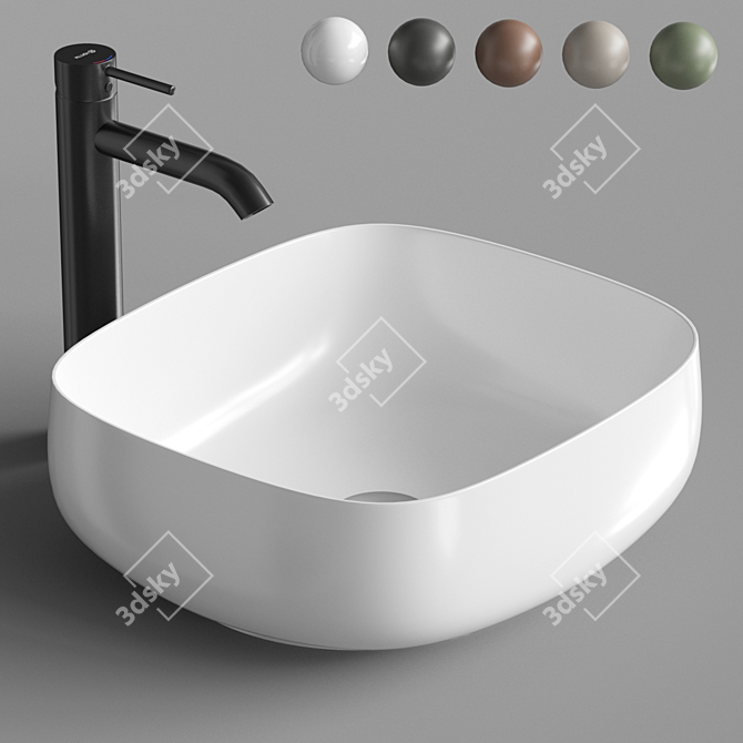 ArtCeram COGNAC Quadro 46 Sink - Elegant and Functional 3D model image 1