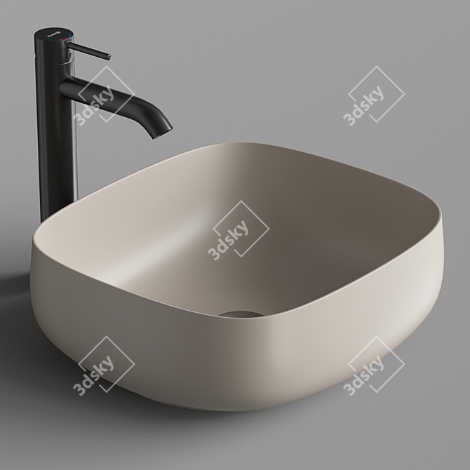 ArtCeram COGNAC Quadro 46 Sink - Elegant and Functional 3D model image 4