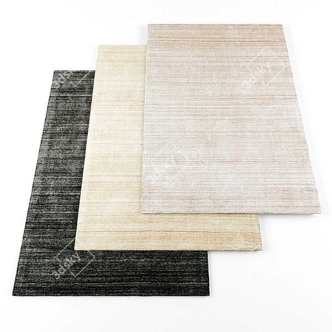 Modern Rugs Set: 4 Textured Pieces 3D model image 1