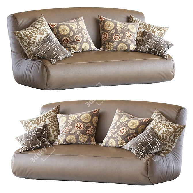 Elegant Leather Bean Bag Sofa 3D model image 1