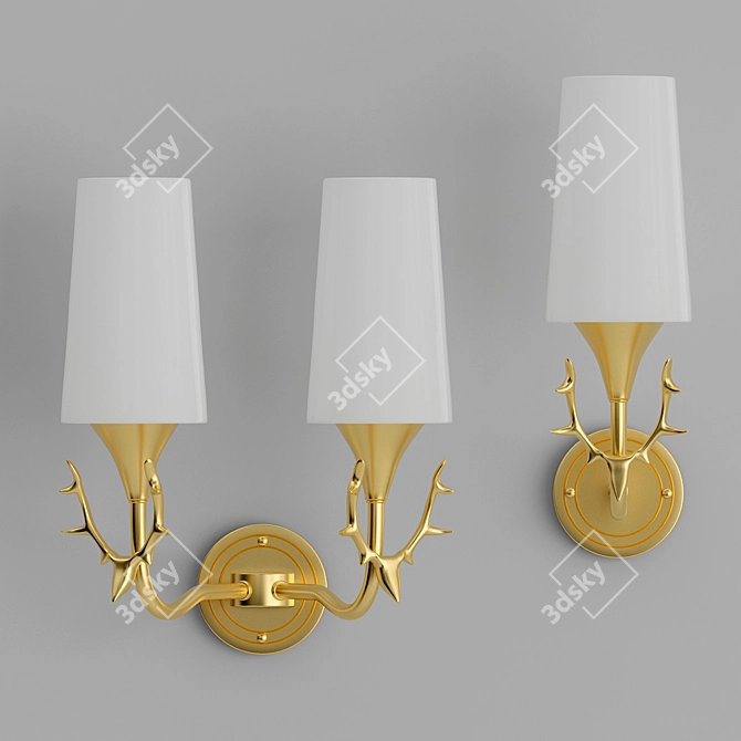 Elegant Brass Glass Wall Lamp 3D model image 3