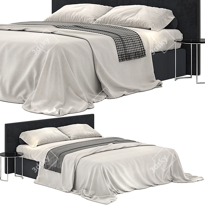 Elegant Meridiani Stone Black Bed 3D model image 1