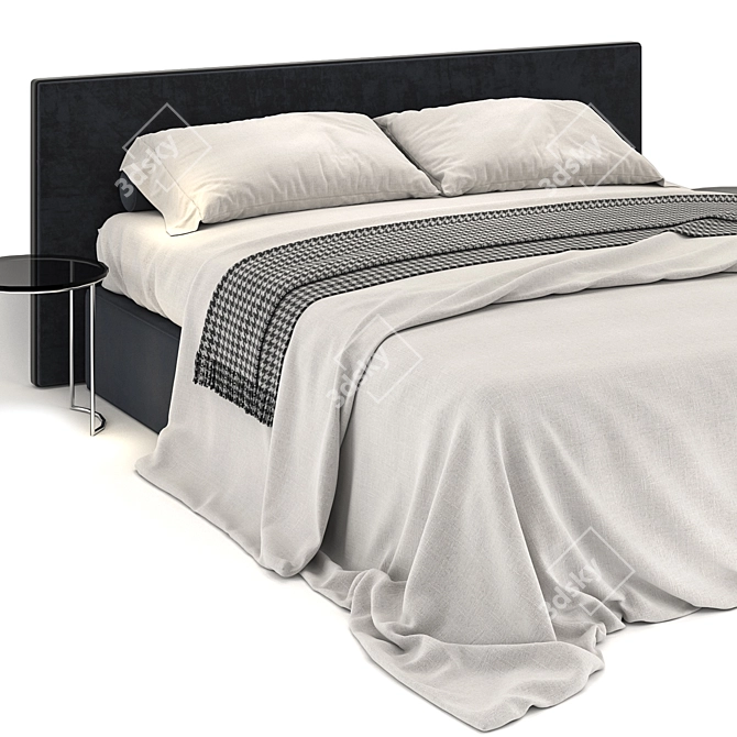 Elegant Meridiani Stone Black Bed 3D model image 2