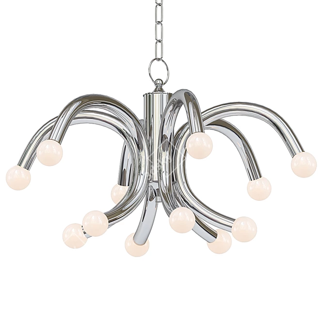 Italian Chrome Chandelier: Mid-Century Elegance 3D model image 1