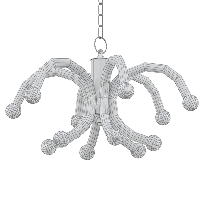 Italian Chrome Chandelier: Mid-Century Elegance 3D model image 2