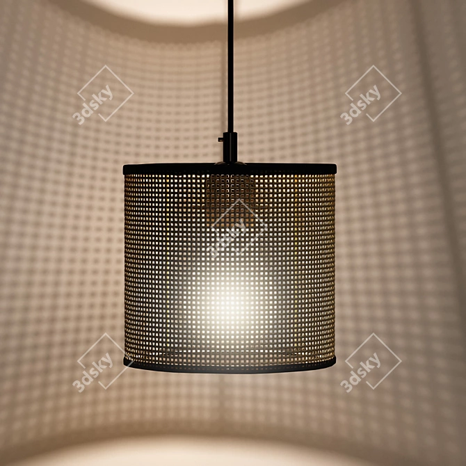 Natural Wicker Rattan Lampshade 3D model image 2