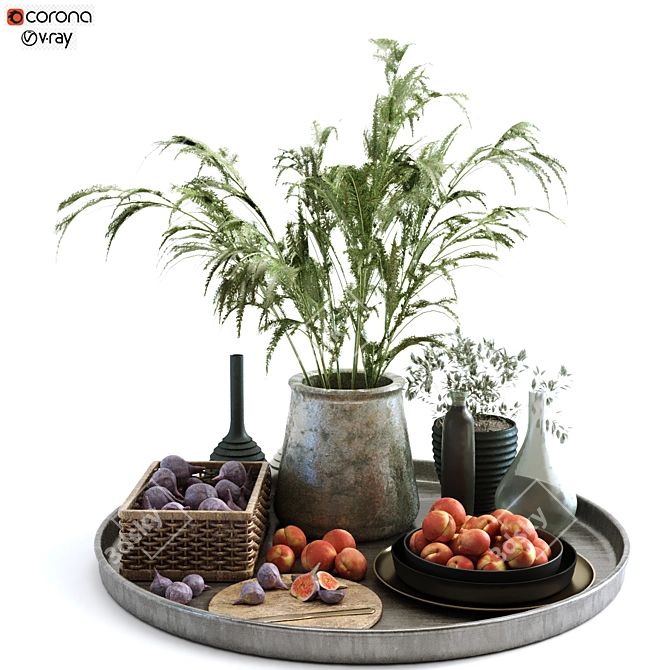 Elegant Breakfast Décor Set 3D model image 1