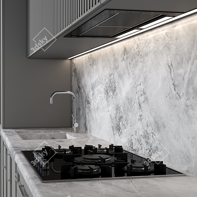 NeoClassic Kitchen: Versatile Luxury at its Finest 3D model image 3