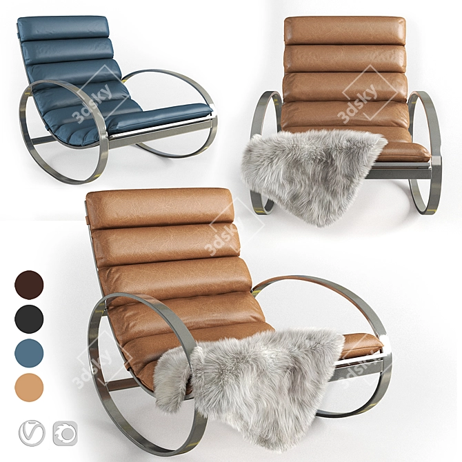 Modern Chrome Ellipse Rocking Chair 3D model image 1