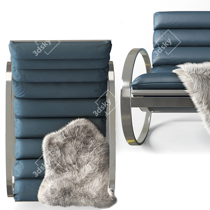 Modern Chrome Ellipse Rocking Chair 3D model image 3