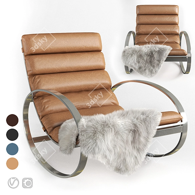 Modern Chrome Ellipse Rocking Chair 3D model image 5