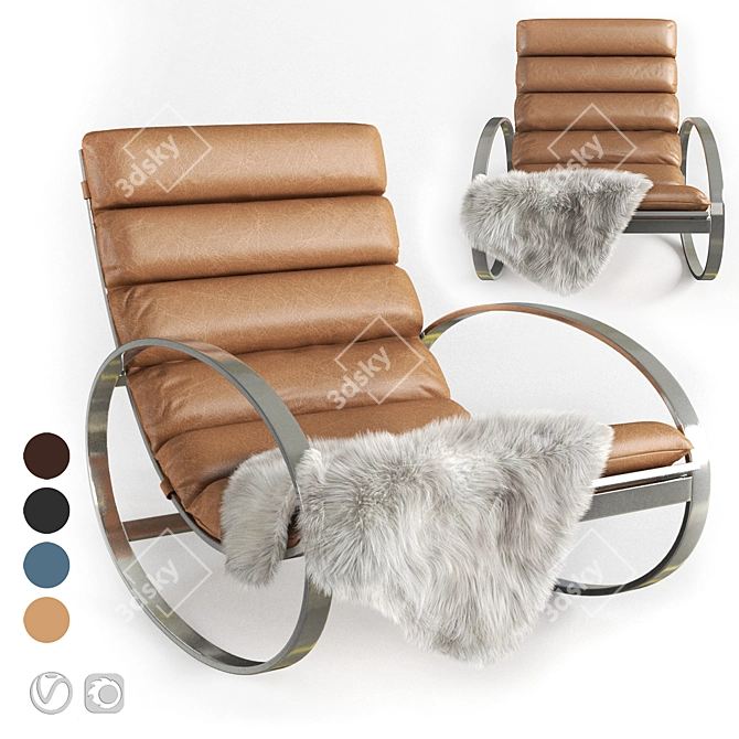 Modern Chrome Ellipse Rocking Chair 3D model image 6