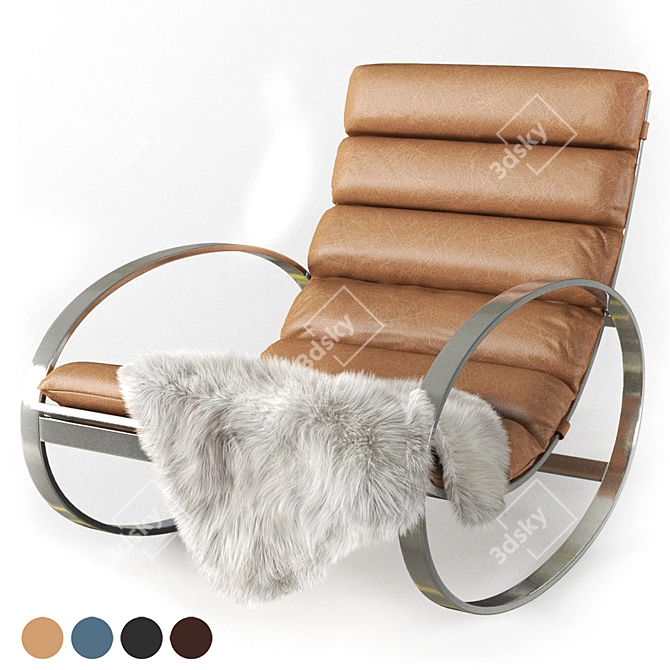Modern Chrome Ellipse Rocking Chair 3D model image 7