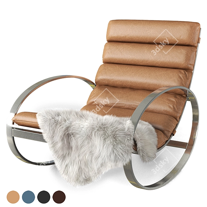 Modern Chrome Ellipse Rocking Chair 3D model image 8