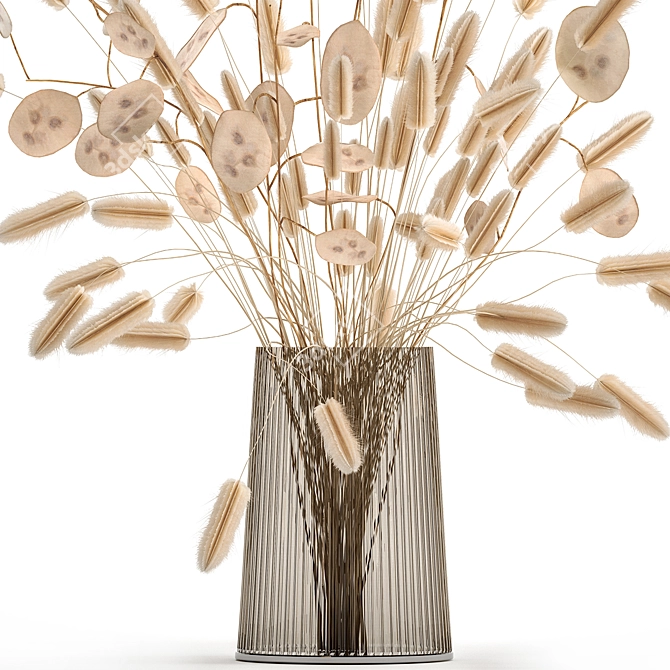 Natural Reed Bouquet in Vase 3D model image 3