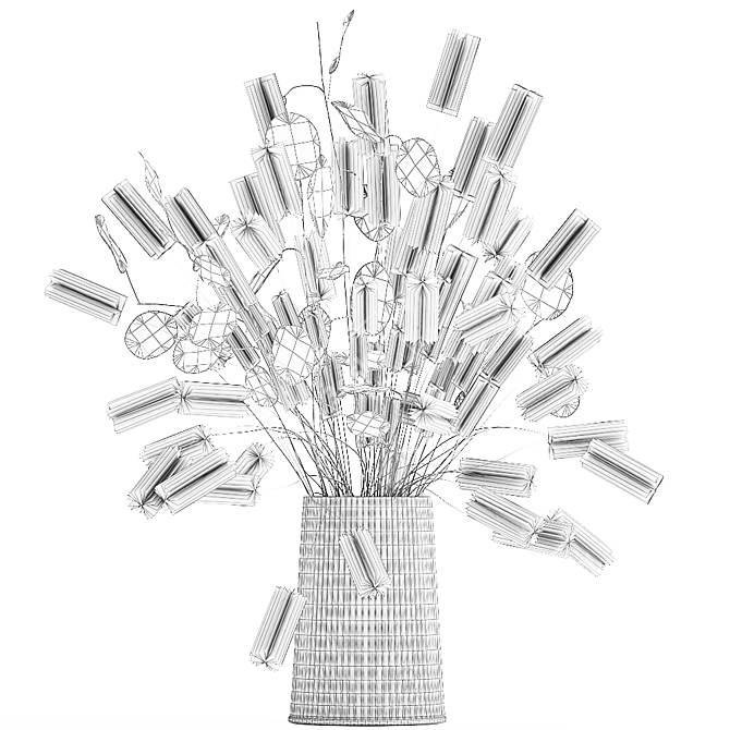 Natural Reed Bouquet in Vase 3D model image 6