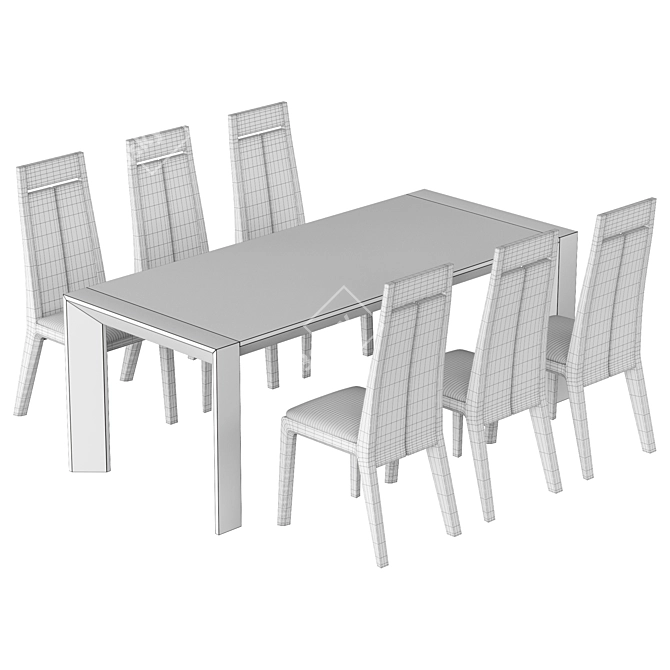 Vietnam Walnut Dining Set: Table + Chairs 3D model image 2