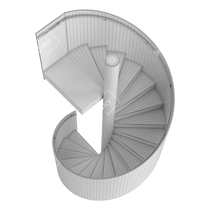 Sleek Metal and Glass Spiral Staircase 3D model image 3