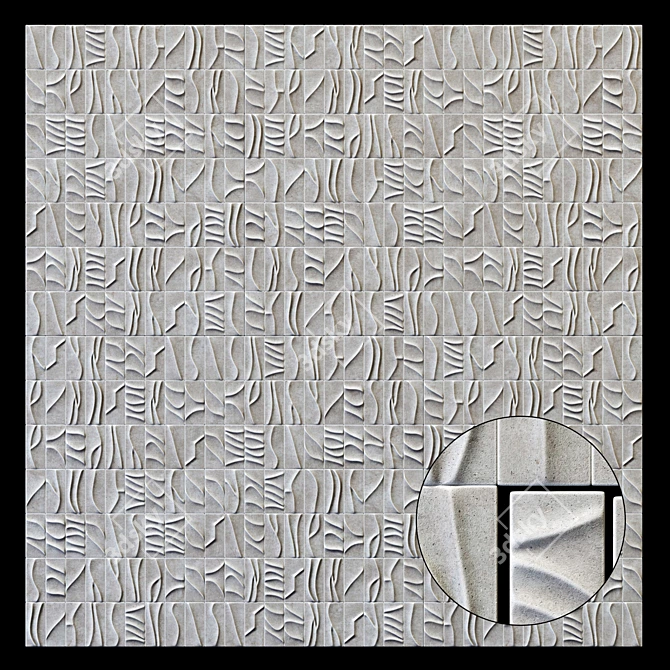 Curved Decor Tile Line 3D model image 2